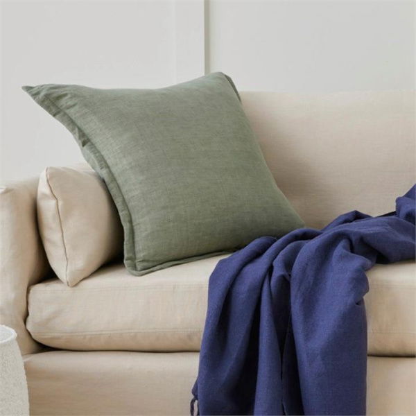 Adairs Jamie Linen Forest Cotton Cushion - Green (Green Cushion)