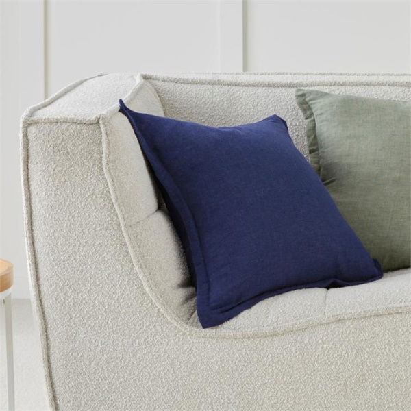 Adairs Blue Cushion Jamie Linen Navy Cotton Cushion Blue