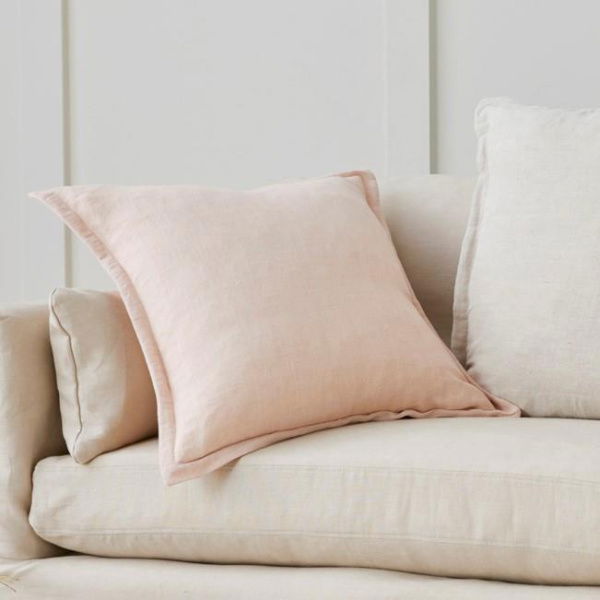 Adairs Pink Jamie Linen Nude Pink Cotton Cushion