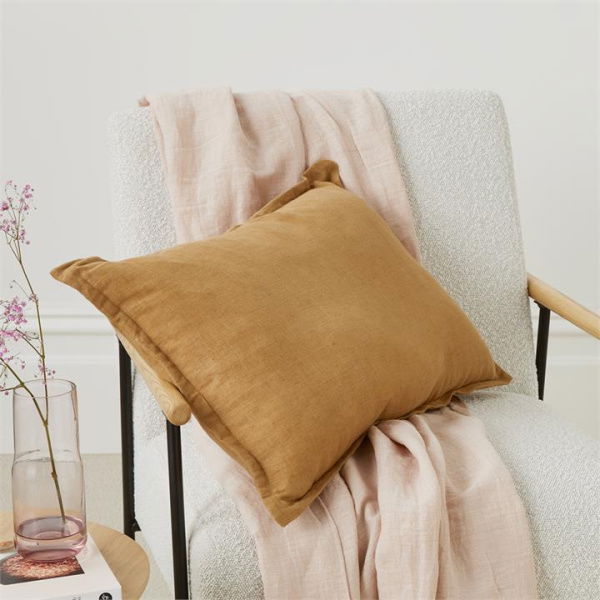 Adairs Brown Cushion Jamie Linen Tobacco Long Cotton Cushion Brown