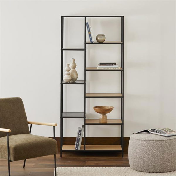 Adairs Natural Shelf Jasper Black & Oak Shelving Collection Natural