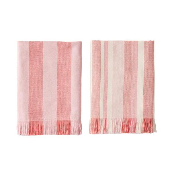 Adairs Jaya Strawberry Tea Towel Pack of 2 - Pink (Pink Pack of 2)