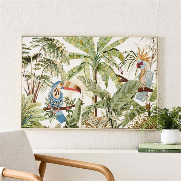 Adairs Green Wall Art Jungle Blue Toucan Canvas