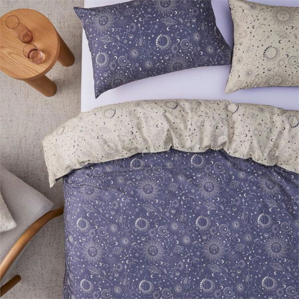 Adairs Jupiter Midnight Blue Quilt Cover Set (Blue Double)