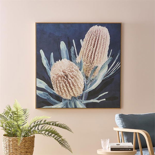 Adairs Natural Wall Art Kakadu Canvas Collection Midnight Banksia