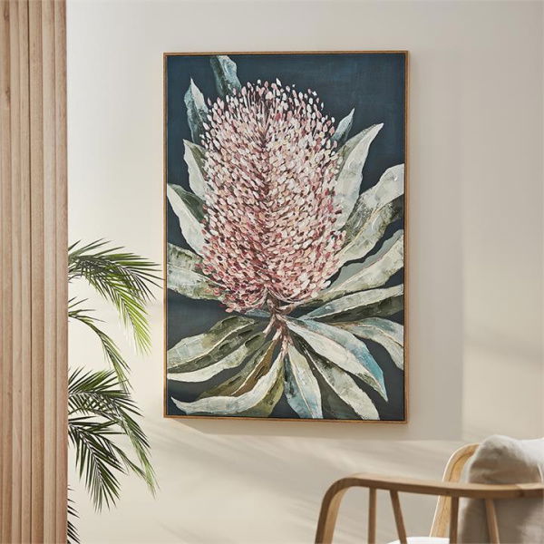 Adairs Green Wall Art Kakadu Dark Sage Banksia Canvas