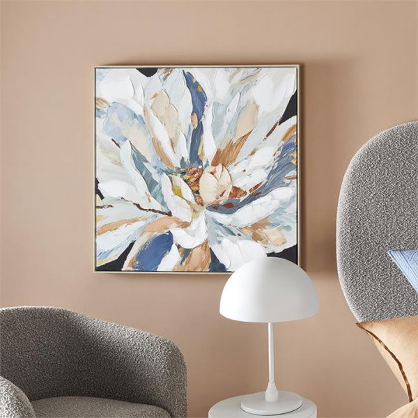 Adairs Natural Wall Art Kakadu Indigo Flower Canvas