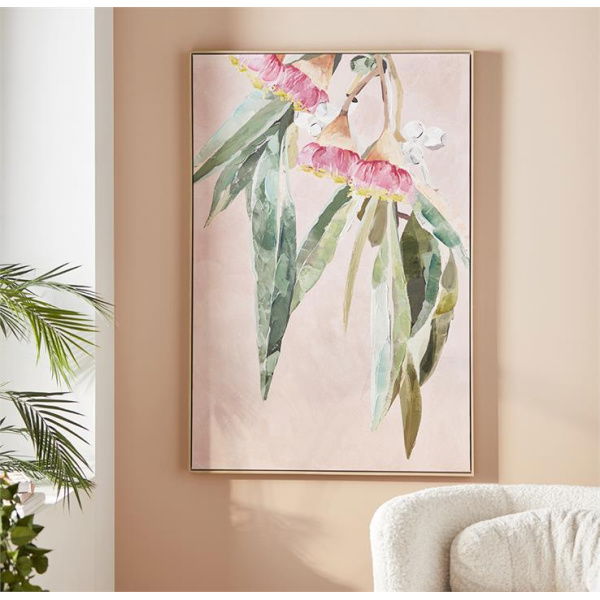 Adairs Kakadu Pink Flowering Gum Canvas - Natural (Natural Wall Art)