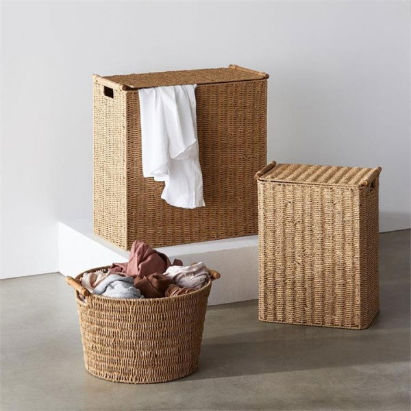 Adairs Natural Kendrick Basket Divided Laundry L60xW30xH60cm