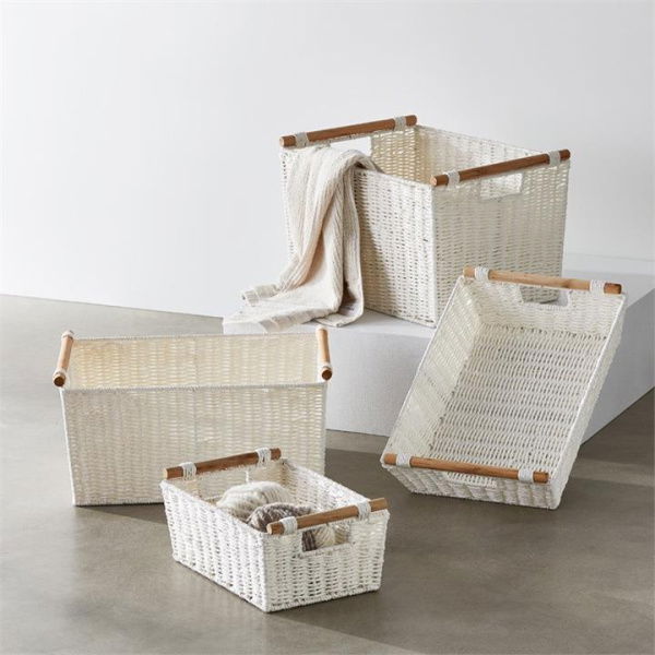 Adairs White Medium Basket Kendrick Basket Med White L42xW29xH21cm