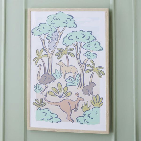 Adairs Kids Animals of Oz Wall Art - Green (Green Wall Art)