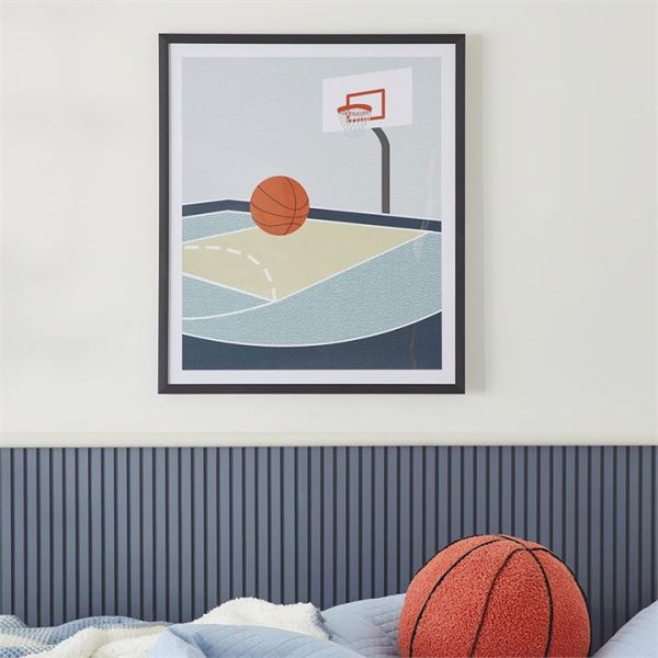 Adairs Blue Wall Art Kids Basketball Court