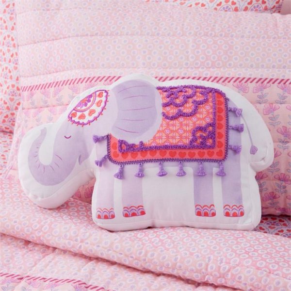 Adairs Kids Beautiful Elephant Classic Cushion - Purple (Purple Cushion)