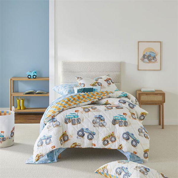 Adairs Natural Cot Kids Big Off Road Adventure Quilted Quilt Cover Set