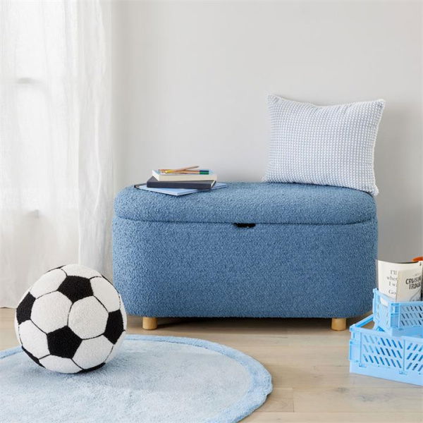 Adairs Blue Blanket Box Kids Blake Boucle Blue Blanket Box