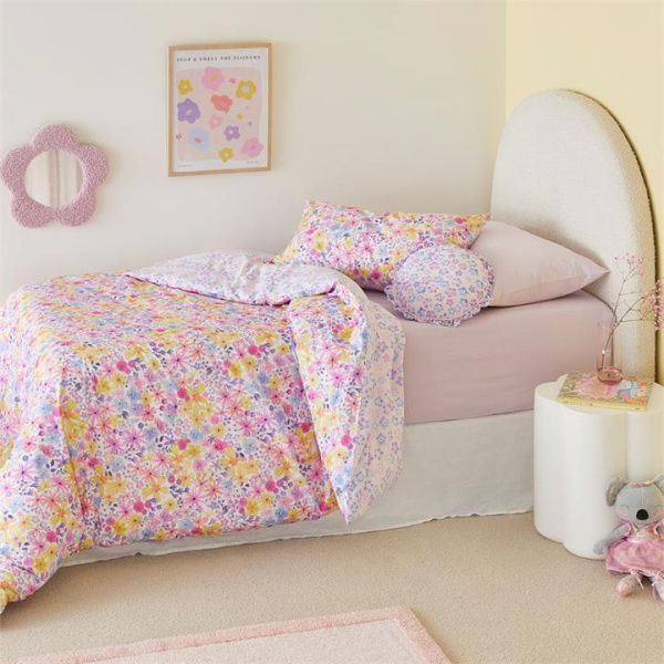 Adairs Purple Queen Kids Blossom Dreams Lilac Quilt Cover Set