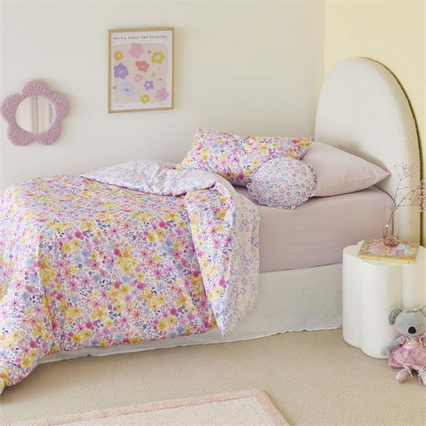 Adairs Purple Kids Blossom Dreams Lilac Single Quilt Cover Set