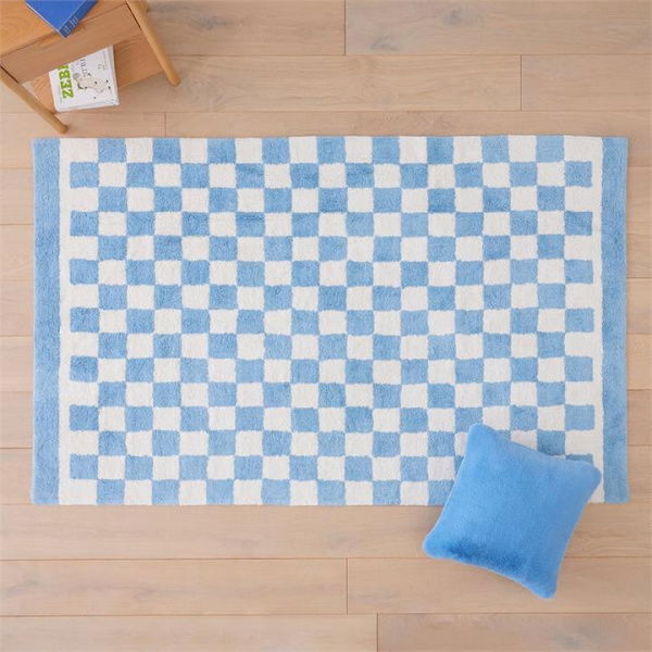 Adairs Kids Blue Check Decorative Rug (Blue Rug)