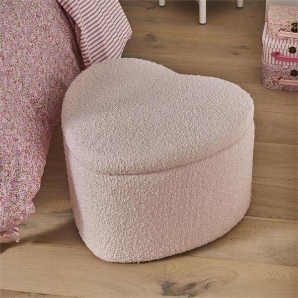 Adairs Pink Ottoman Kids Boucle Pink Heart Storage Ottoman