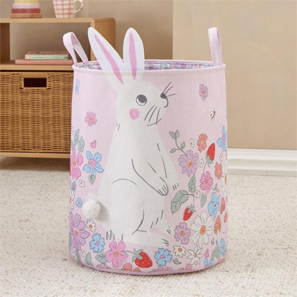 Adairs Kids Bouncing Bunnies Printed Basket - Pink (Pink Basket)