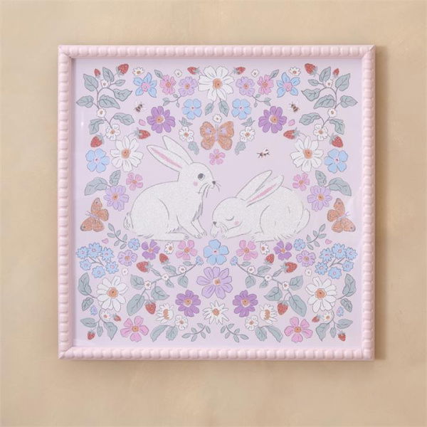 Adairs Kids Bouncing Bunnies Wall Art - Pink (Pink Wall Art)