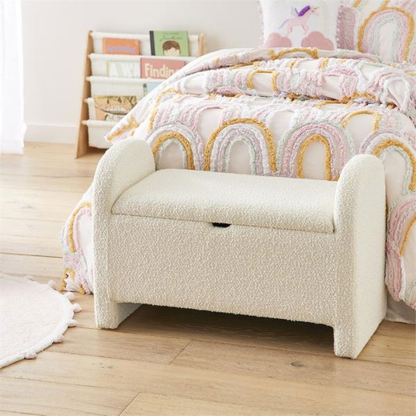 Adairs Kids Brady Boucle Furniture White (White Blanket Box)