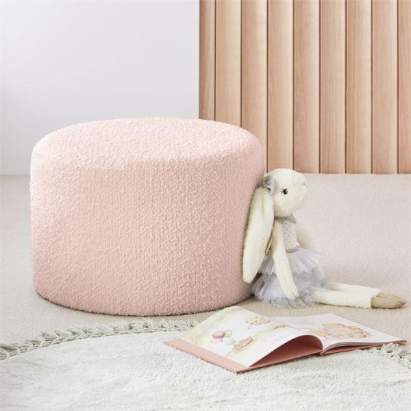 Adairs Pink Ottoman Kids Brady Pink Boucle Ottoman