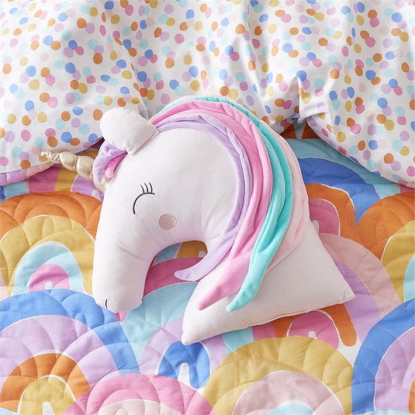 Adairs Pink Kids Classic Cushion Range Rainbow Burst Unicorn Cushion