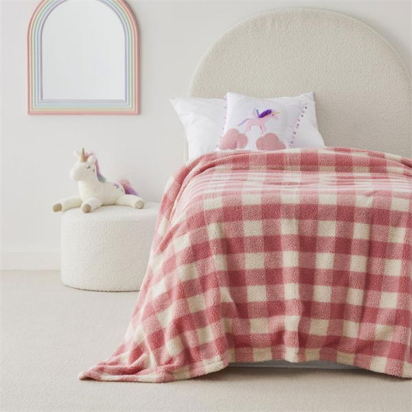 Adairs Pink Blanket Kids Clea Pink Checkerboard Blanket