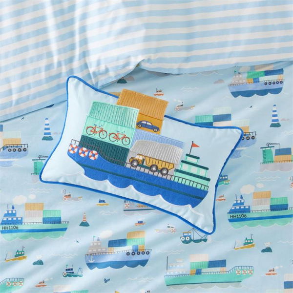 Adairs Blue Kids Container Ship Classic Cushion