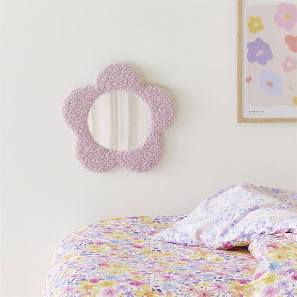 Adairs Purple Mirror Kids Daisy Lilac Boucle Mirror Purple