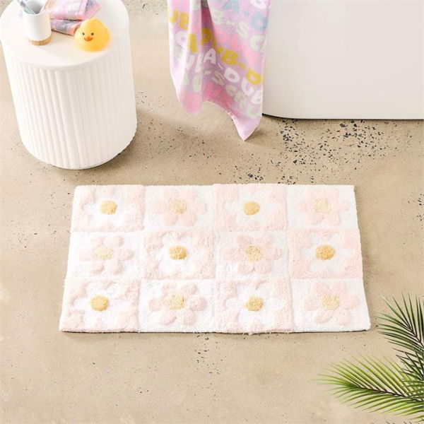 Adairs Pink Daisy Kids Bath Mat