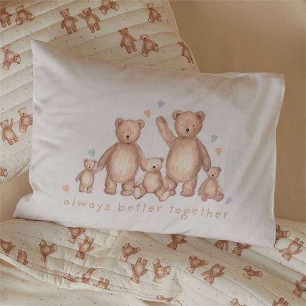 Adairs Kids Decorative Always Better Together Cot Text Pillowcase - Natural (Natural Cot)