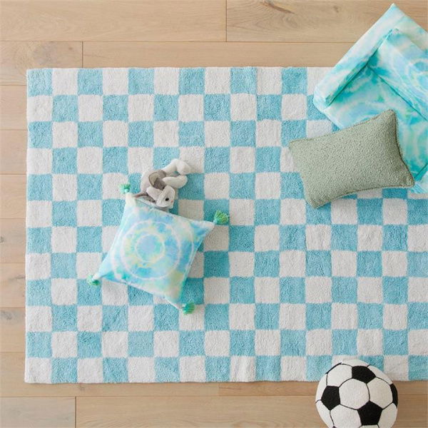 Adairs Kids Decorative Blue Check Rug (Blue Rug)