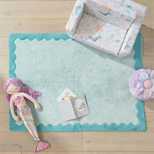 Adairs Green Kids Decorative Wavey Mint Rug