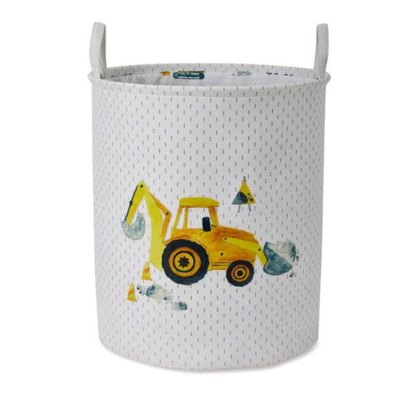 Adairs Kids Designer Printed Baskets Under Construction - Grey (Grey Basket)