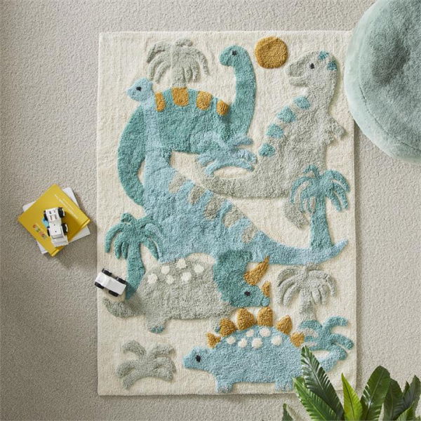 Adairs Kids Dino Explore Decorative Rug - Green (Green 130x200cm)