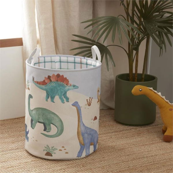 Adairs Kids Dino Explore Printed Basket - Blue (Blue Basket)