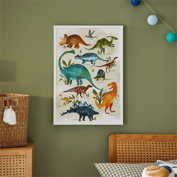 Adairs White Kids Dino Explore Wall Art