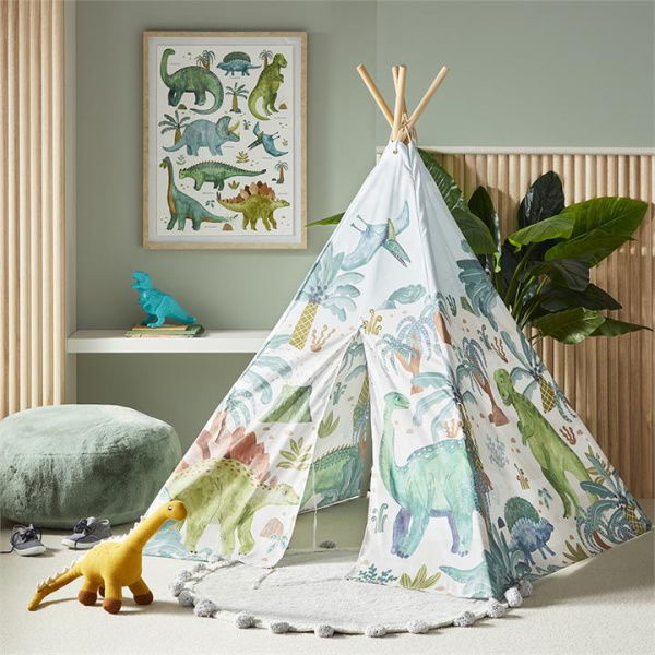 Adairs Kids Dinosaur Explore Teepee - Green (Green Teepee)