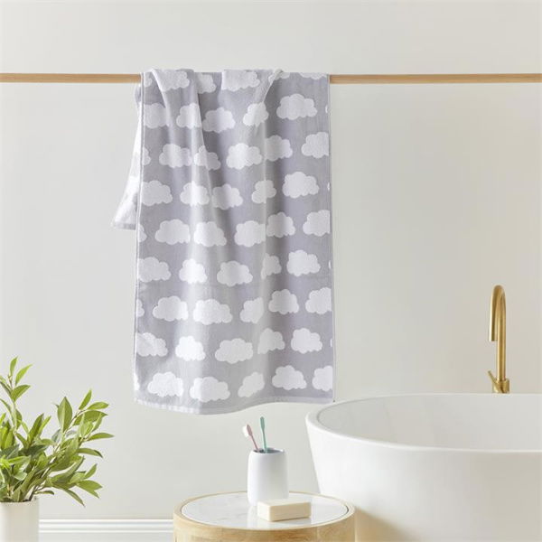 Adairs Grey Bath Towel Kids Dreamy Cloud