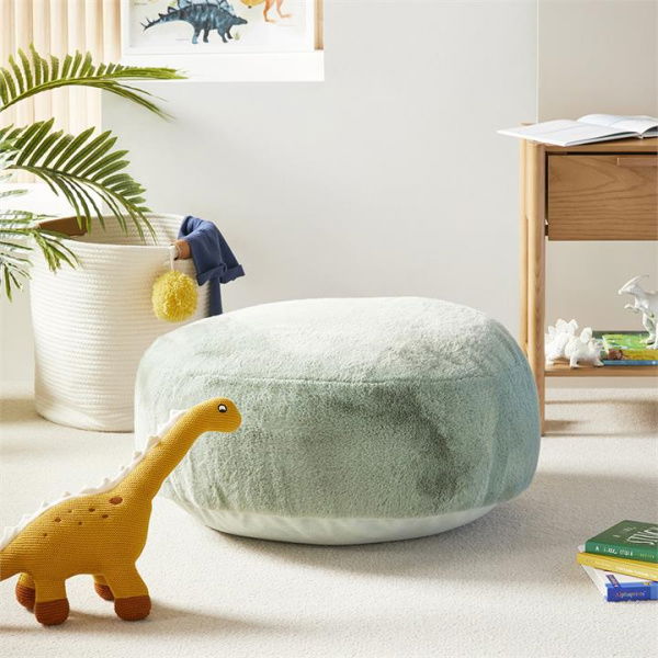 Adairs Kids Faux Eucalyptus Fur Floor Cushion - Green (Green Floor Cushion)