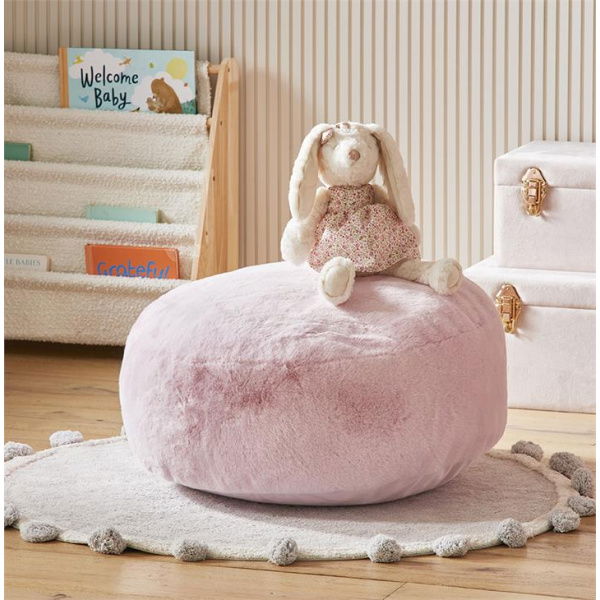 Adairs Kids Faux Powder Pink Fur Floor Cushion (Floor Cushion)