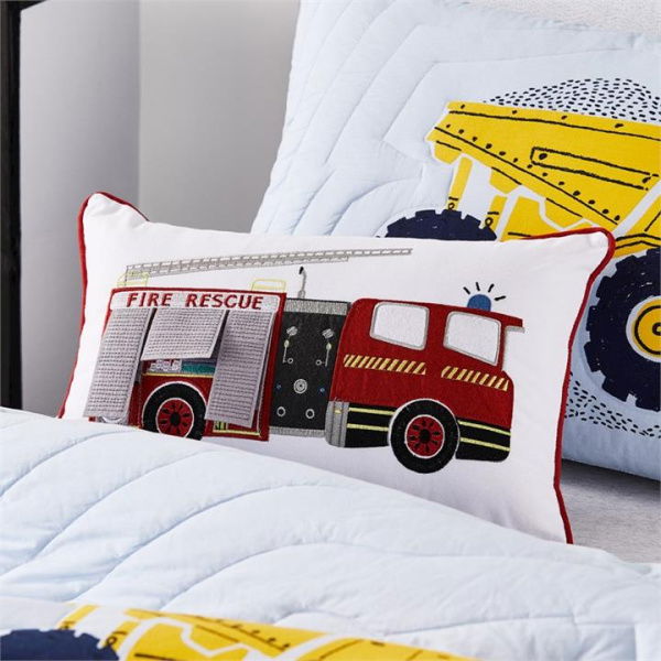 Adairs Kids Fire Truck Classic Cushion - White (White Cushion)