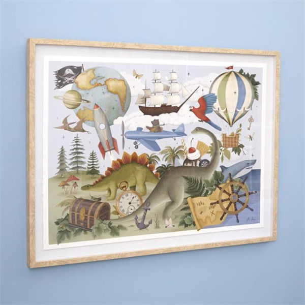 Adairs Kids Fleur Harris Adventureland Wall Art - Blue (Blue Wall Art)