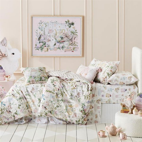 Adairs Kids Fleur Harris Garden Party Multi Quilt Cover Set - White (White Double)