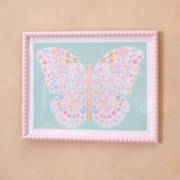 Adairs Kids Floral Butterfly Wall Art - Pink (Pink Wall Art)