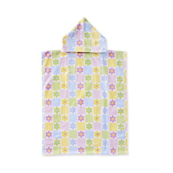 Adairs Pink Medium Kids Floral Gingham Kids Hooded Beach Towel