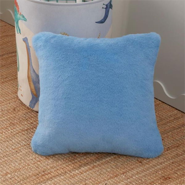 Adairs Kids Frankie Blue Chambray Faux Fur Cushion (Blue Cushion)