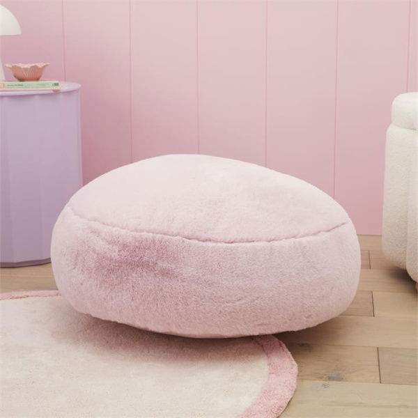 Adairs Kids Frankie Powder Pink Faux Fur Floor Cushion (Pink Floor Cushion)